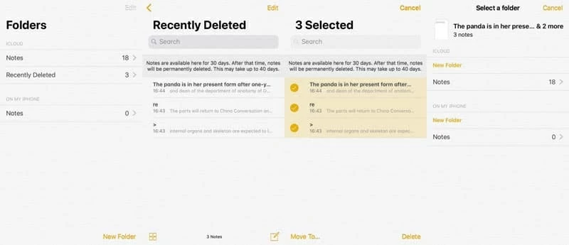 如何在iPhone Xs上检索删除的笔记，没有/没有备份
