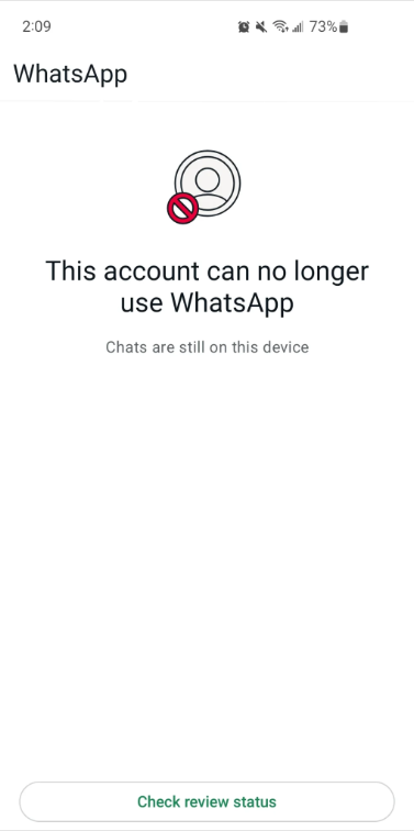 故障排除“此帳戶不再使用WhatsApp”問題
