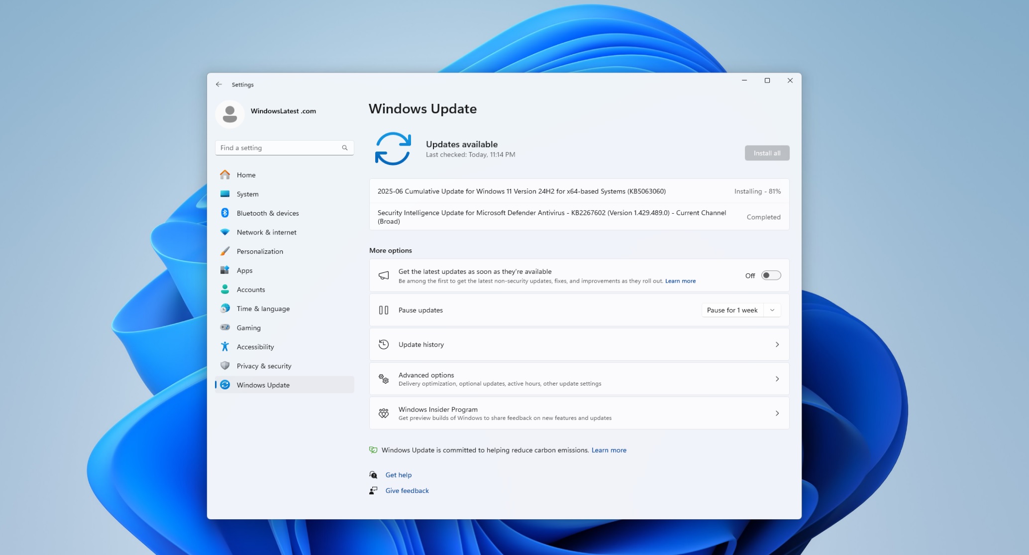 Windows 11 KB5063060 24H2在KB5060842之后出现Fortnite等问题