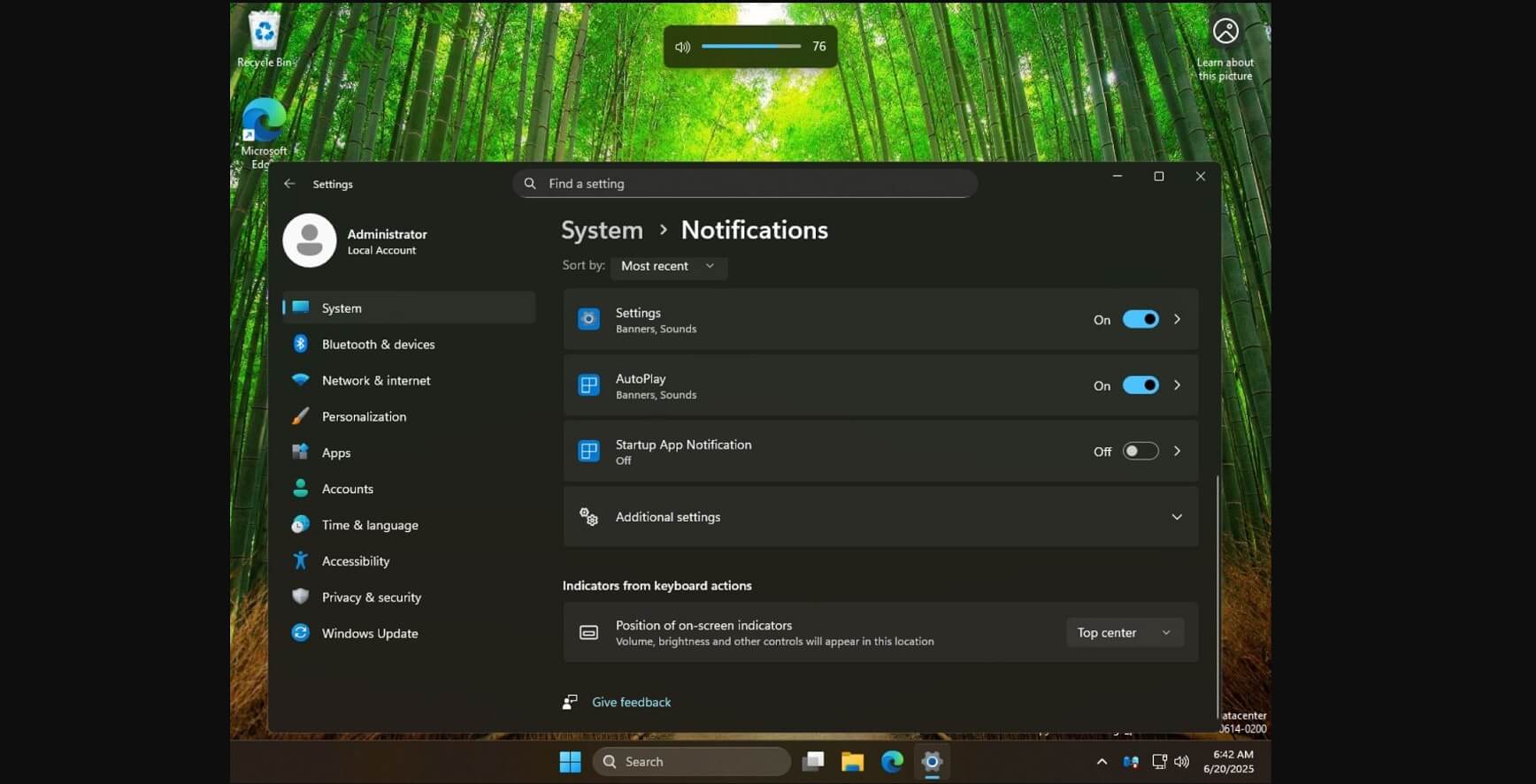 Windows 11將使您更改屏幕指示器位置，例如音量飛行