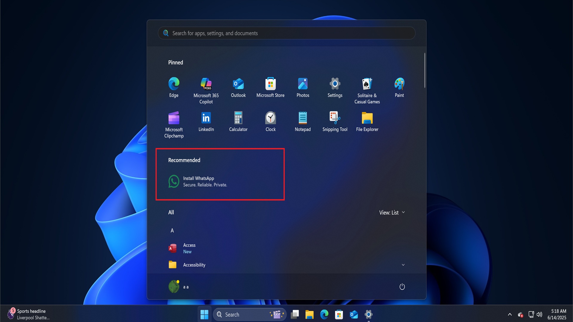 Windows 11 24H2测试切换以关闭“开始”菜单中的建议供稿