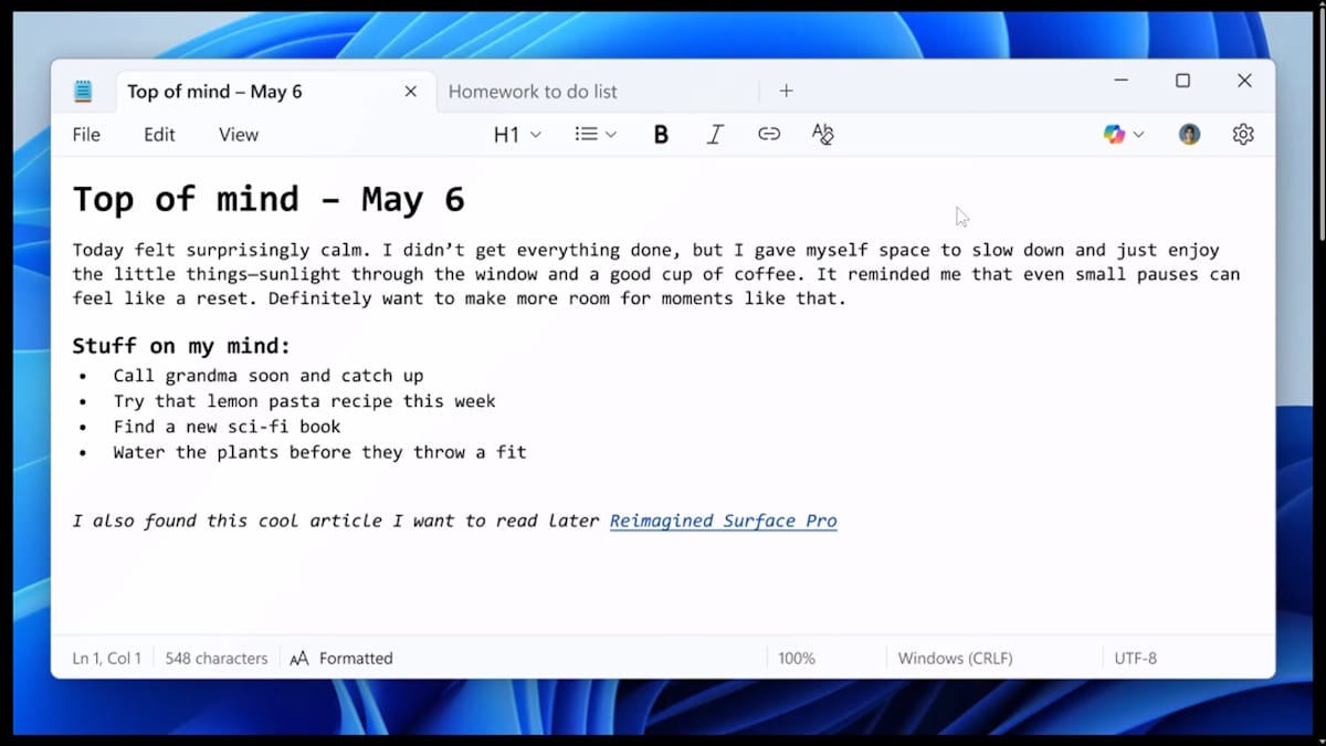 Windows 11更新：记事本最终支持文本格式