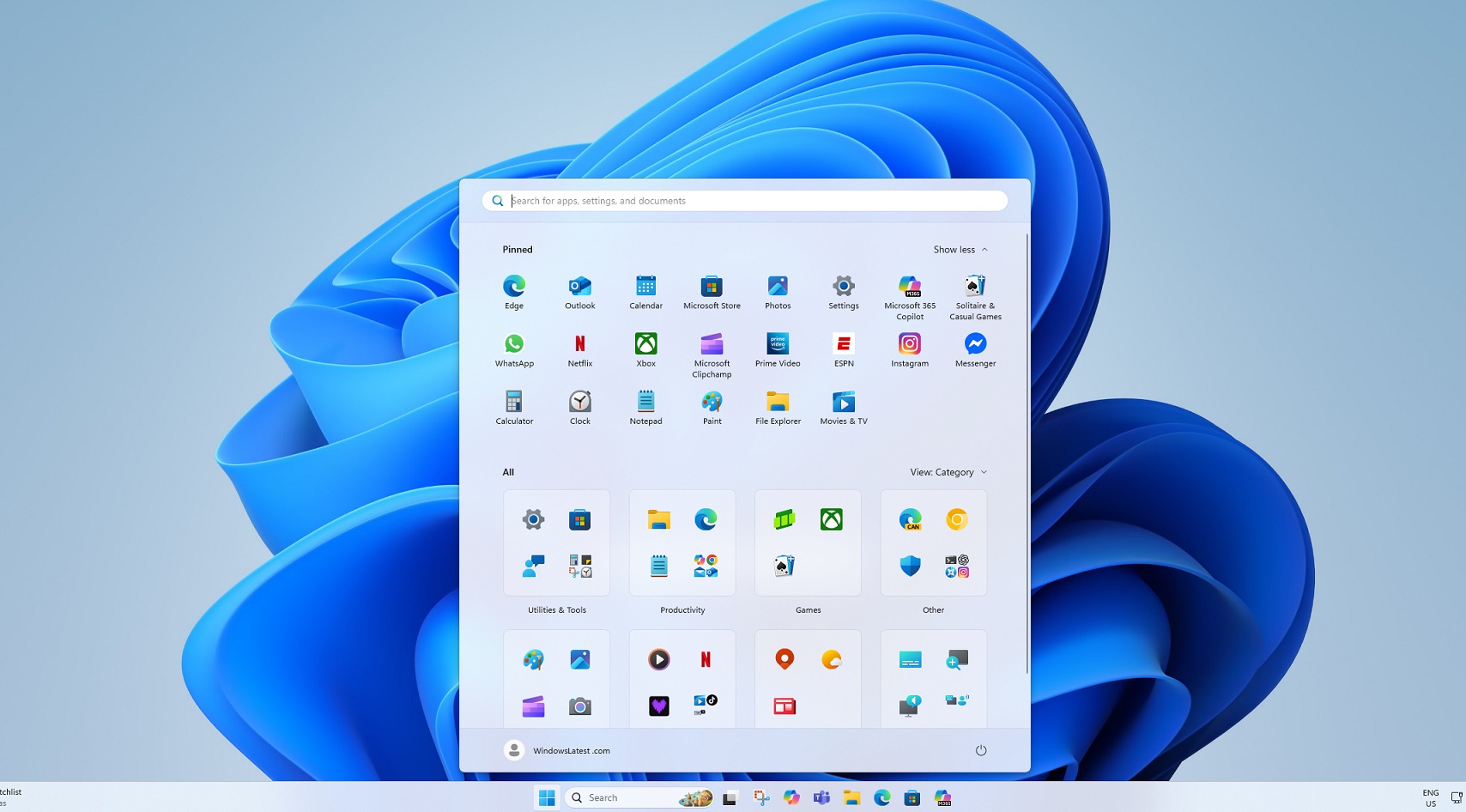 Windows 11开始菜单使用15MB JSON而不是AI来组织类别下的应用程序