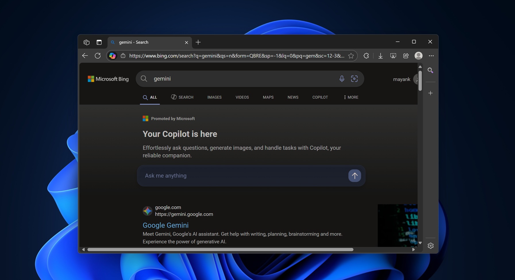Microsoft Bing的偷偷摸摸的广告不希望您使用Copilot的竞争对手，例如Chatgpt，Gemini，Claude