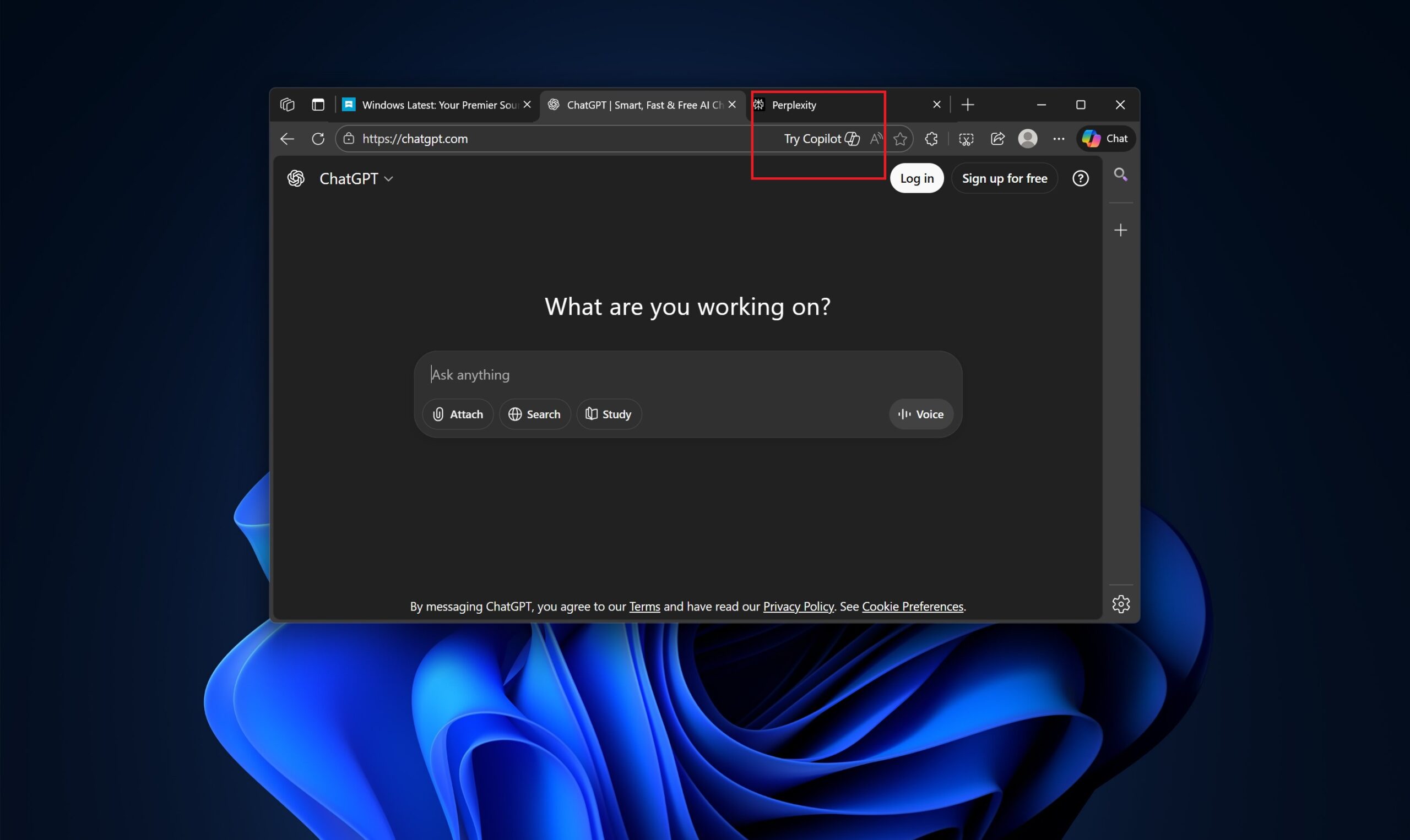 Microsoft Edge 的偷偷提醒希望您在使用 ChatGPT 或 Perplexity 时尝试 Copilot