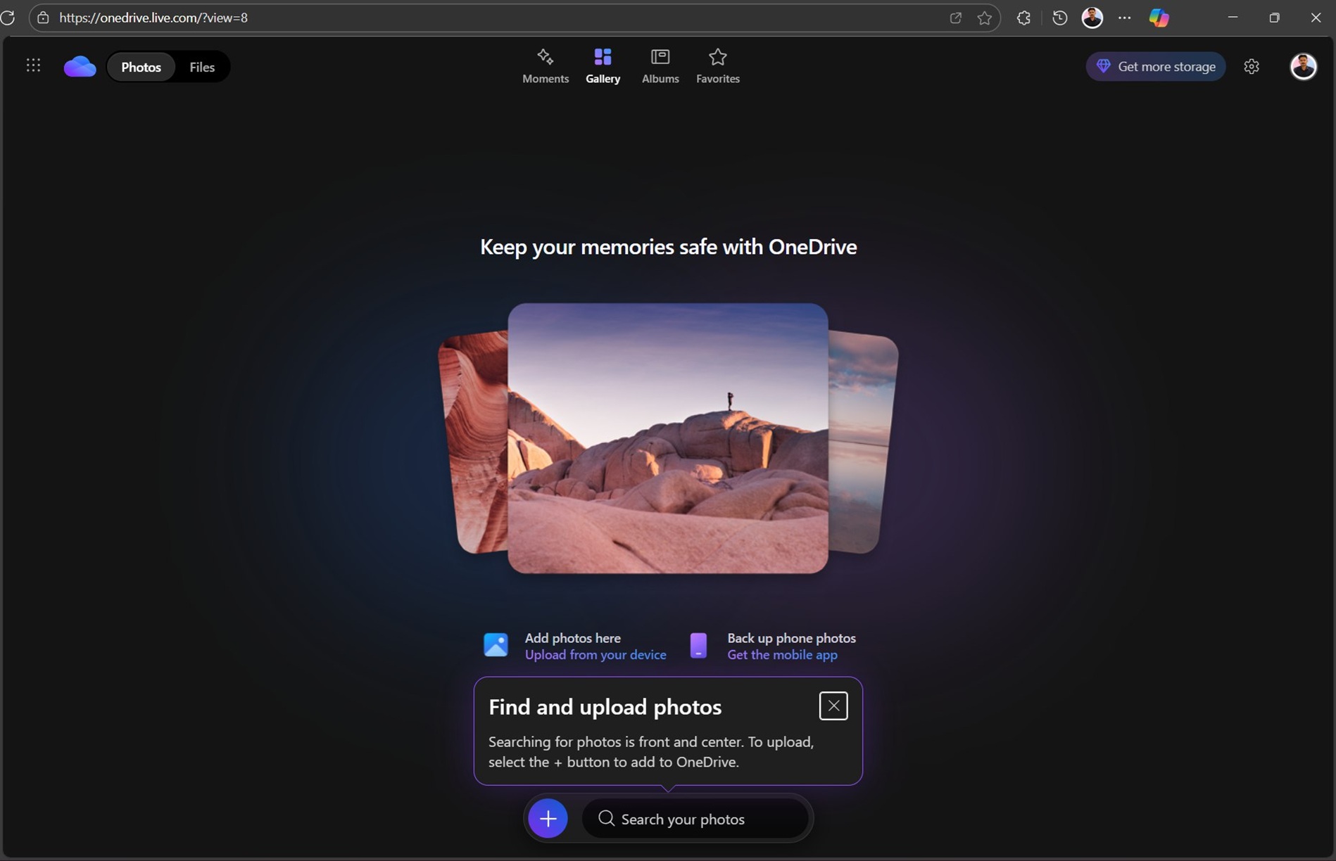 OneDrive 网页版为个人帐户添加了深色模式、新的照片库功能等