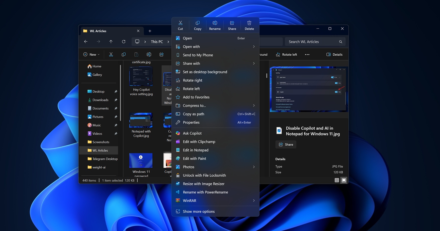 微软确认将允许你从 Windows 11 的文件资源管理器菜单中删除“AI Actions”