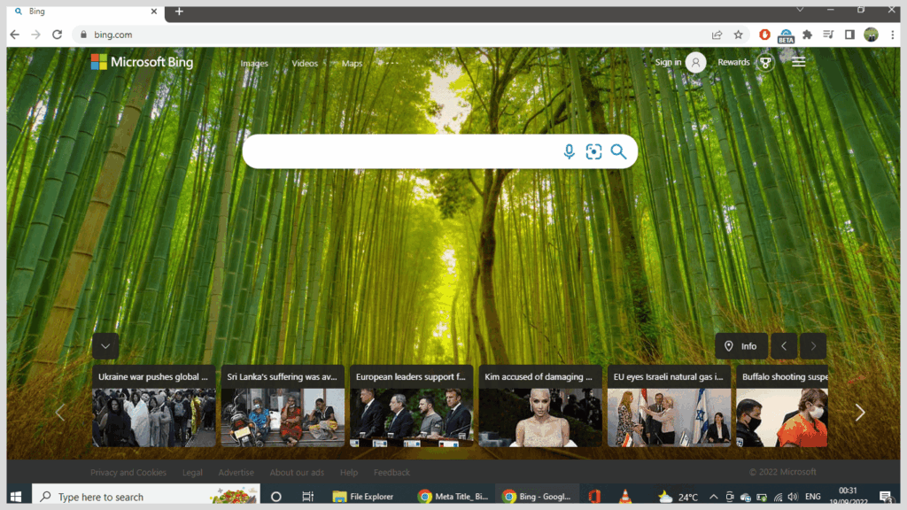 Head to the Bing homepage from your computer.
