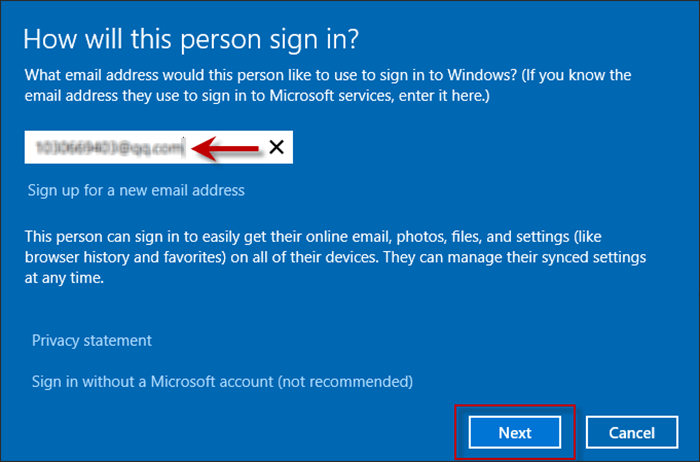 enter email address to create a Microsoft account or choose ' Sign in without a Microsoft
account'