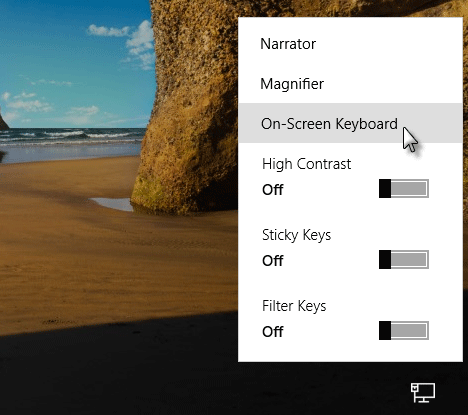 在登录屏幕上自动启动屏幕上的Windows键盘