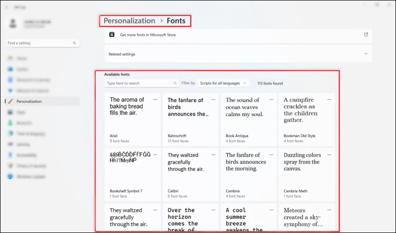 如何更改Windows 11上的默认系统字体