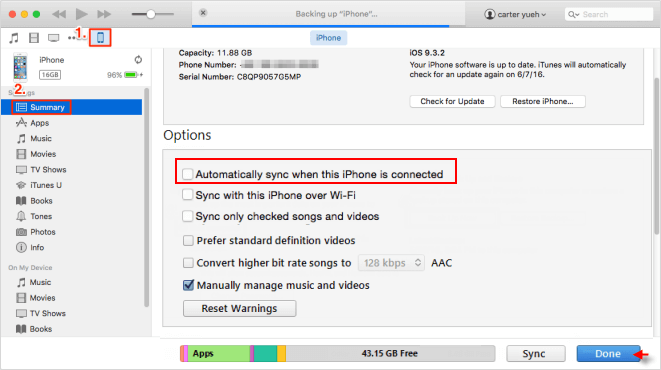 如何防止iTunes與iPhone/iPad/iPod同步