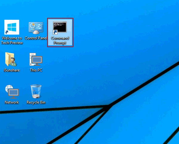 在Windows 10桌面上创建命令提示快捷键