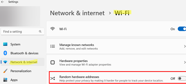 在 Windows 上啟用/禁用 Wi-Fi 的隨機硬件 (MAC) 地址