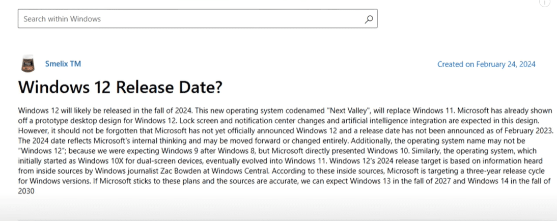 Windows 12泄漏：您需要知道的一切