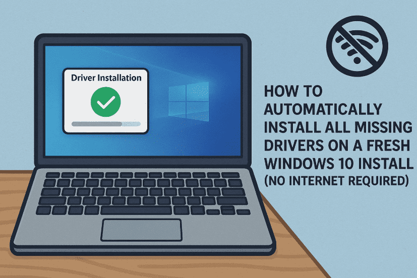 如何在新鲜的Windows 10安装上自动安装所有失踪驱动程序（无需互联网）