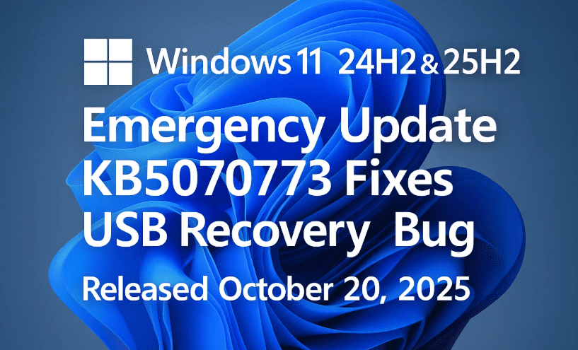 Windows 11 24H2 &amp; 25H2 紧急更新 KB5070773 修复 USB 恢复 Bug（2025 年 10 月 20 日发布）
