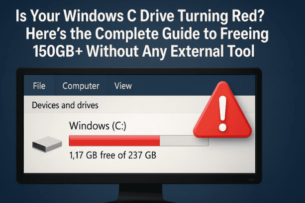 🖥️你的Windows C盘变红了吗？这是无需任何外部工具即可释放 150GB 以上空间的完整指南